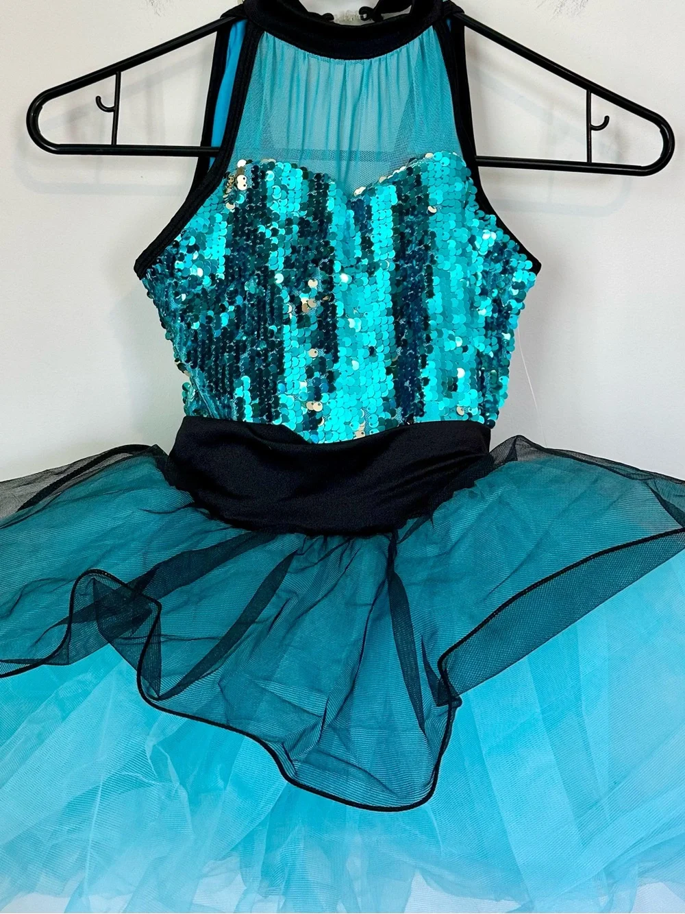 NWT Teal Sequin Tulle Dance Costume - Size: MC